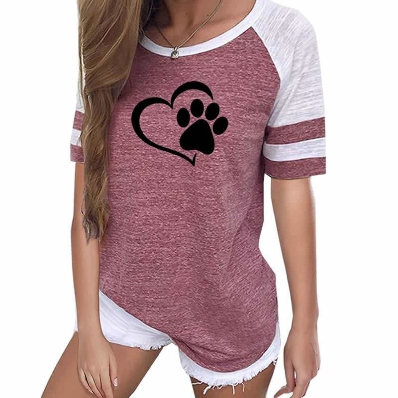Love Dog Paw Print T-Shirt for Women image 4