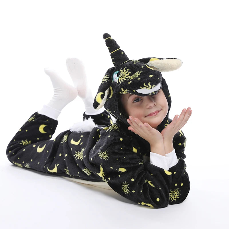 Kigurumi Children‚Äôs Animal Pajamas | Unicorn, Panda, Cat Winter Flannel Pajamas image 28