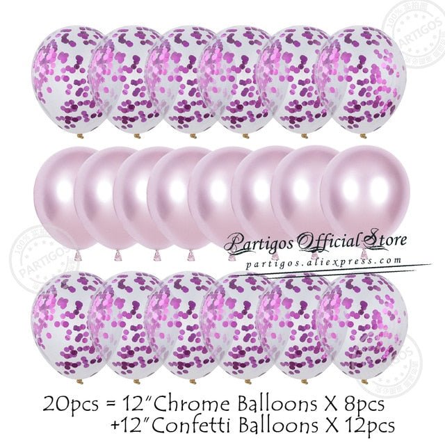 20pcs Confetti Chrome Birthday Party Decors Wedding Decoration New Year Balloon Set image