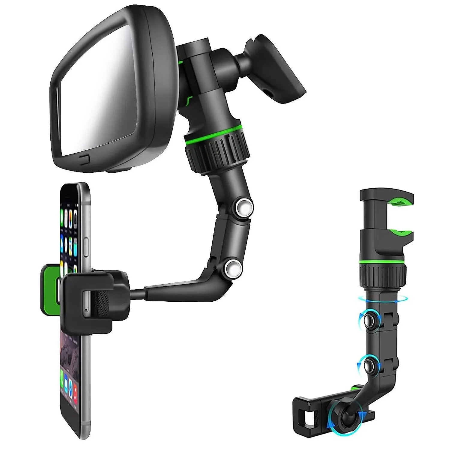 360¬∞ Rotatable Rearview Mirror Phone Holder ‚Äì Retractable Car Phone Mount for All Vehicles image 0