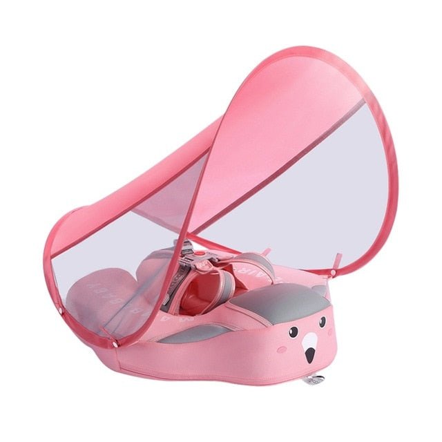 Solid Non-inflatable Baby Swimming Ring With Awning For Kids Children Boy Girls | Swimming Pool Trainer Float with Sunshade image