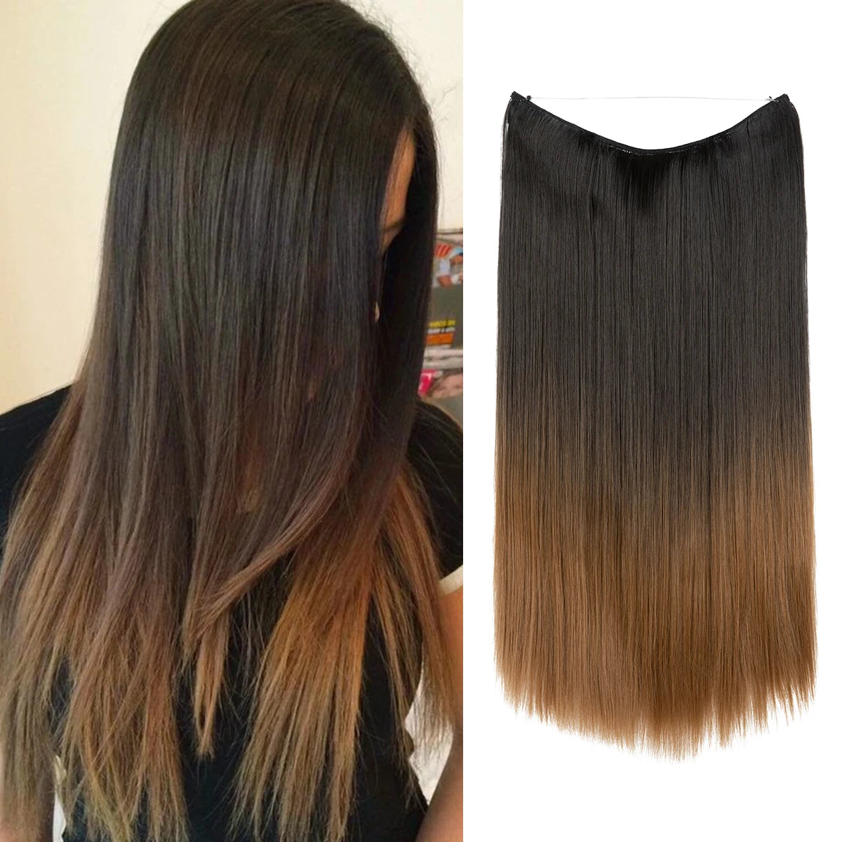 SARLA Halo Invisible Wire Synthetic Hair Extension-No Clip image 28