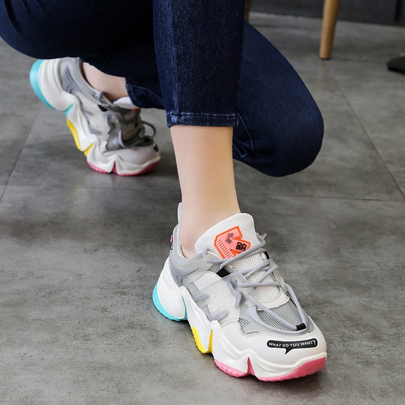 Women Vulcanize Breathable Rainbow Color Fashion Casual Sneakers image 24