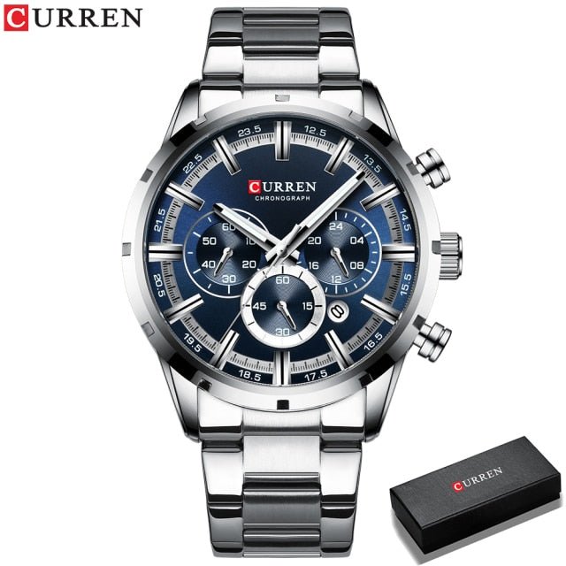 Mens Classy Watch Blue Dial Stainless Steel Band Date Mens Business Male Watches Waterproof Luxuries Men Wrist Watches for Men image 19