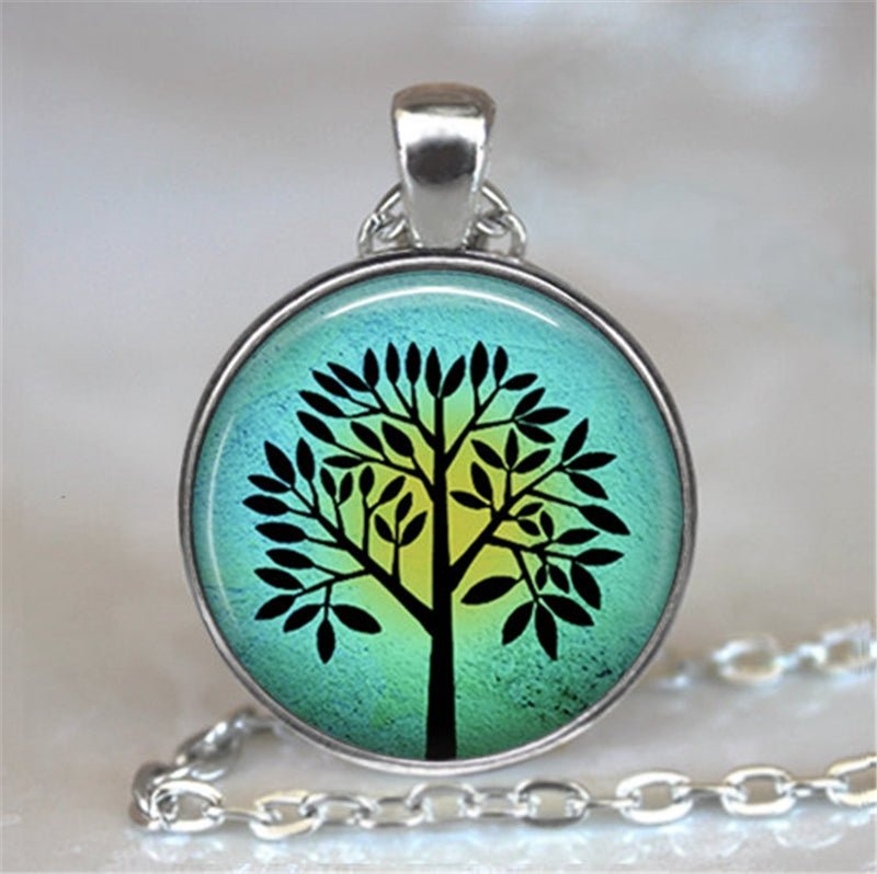 Tree Of Life Glass Cabochon Statement Necklace & Pendant Jewelry image 23