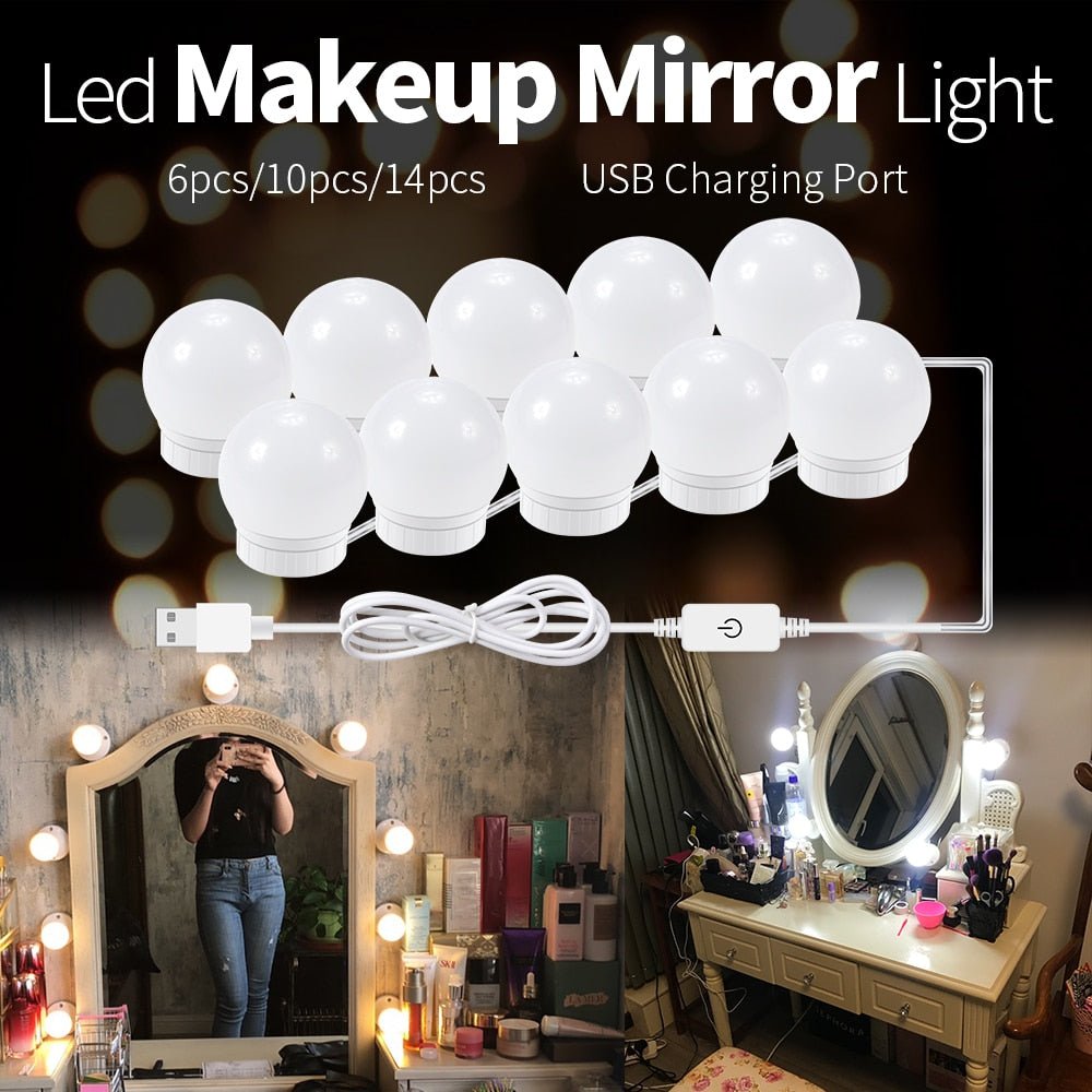 LED Makeup Mirror Light Bulb | Stepless Dimmable Wall Lamp Kit for Dressing Table image 1
