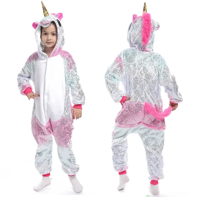 Kigurumi Children‚Äôs Animal Pajamas | Unicorn, Panda, Cat Winter Flannel Pajamas image
