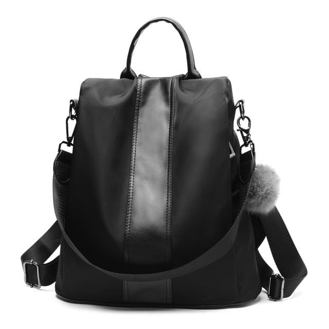 HERALD Women Quality Leather Backpack - Black Oxford, 31x30x15cm image