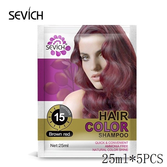 Sevich 250ml Natural Plant Essence Hair dye Shampoo - 125ml brown red image