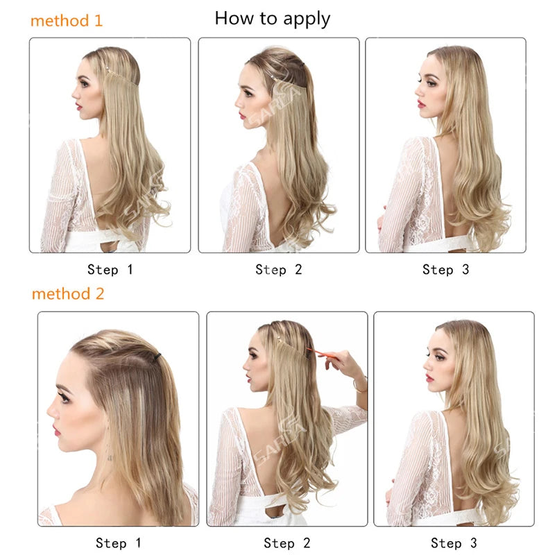 SARLA Halo Invisible Wire Synthetic Hair Extension-No Clip image 23