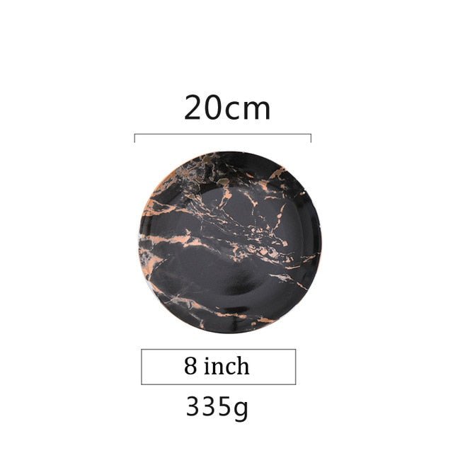 1Pc European Style Marble Gold Inlay Porcelain Plate image 9