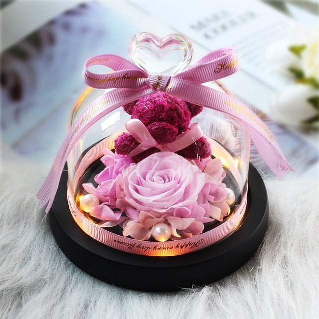 The Beauty and Beast Forever Rose Flower With Night Light in Glass Dome - B30 image