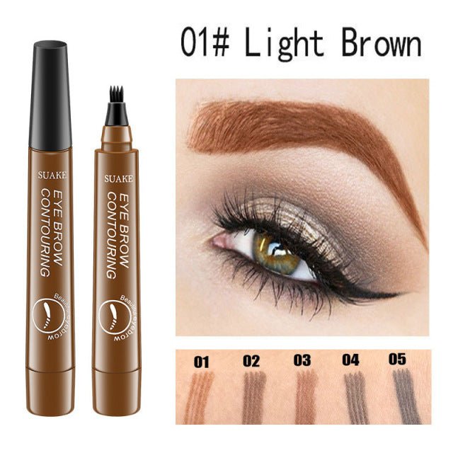 Waterproof Natural Eyebrow Pen Four-claw Eye Brow Tint Makeup three Colors Eyebrow Pencil Brown Black Grey Brush Cosmetics image 11