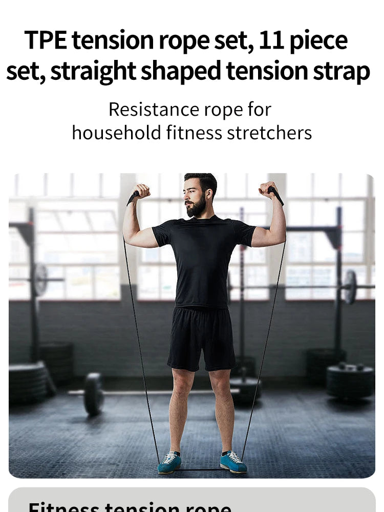 11pcs TPE Elastic Resistance Fitness Band Pull Set image 7