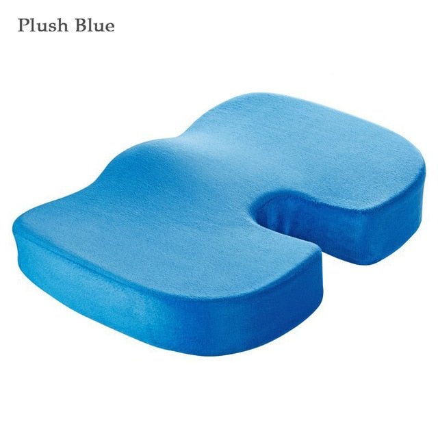 Orthopedic Hemorrhoid Seat Cushion Memory Foam Car Seat Cushion Set Slow Rebound Office Chair Waist Support Coccyx Pain Relief - Plush Blue Seat image