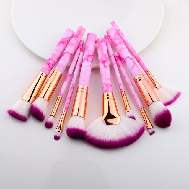 15Pcs Cosmetic Powder Eye Shadow Foundation Makeup Brushes Tool Set - sector  10pcs rose image