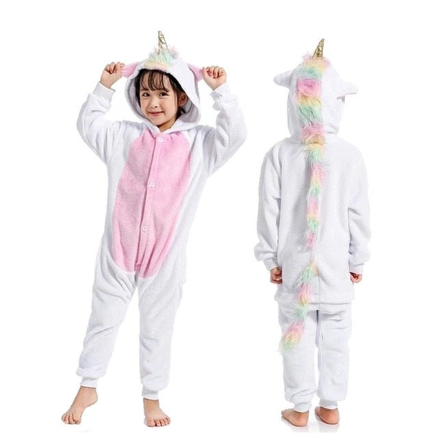Winter Unicorn Onesies Pajamas | Kids Flannel Warm Jumpsuit SleepWear image