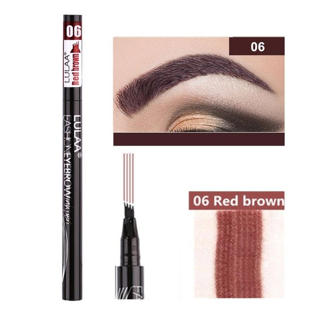 5 Colors Waterproof Eyebrow Tattoo Pencil Cosmetic | Long Lasting Natural Dark Brown Liquid Eye Brow Pencil - 06 Red Brown image