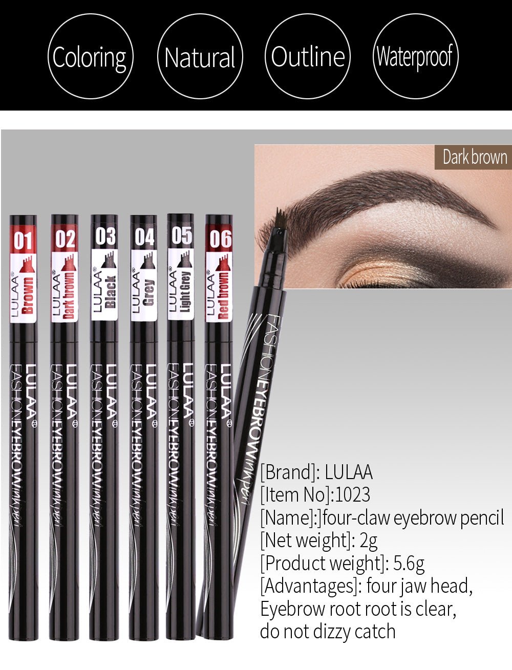 5-Color Four-Pronged Eyebrow Pencil Eyebrow Brush Split Liquid Waterproof Long-Lasting Eyebrows Enhancer Pencil Eyebrow Shadow image 45