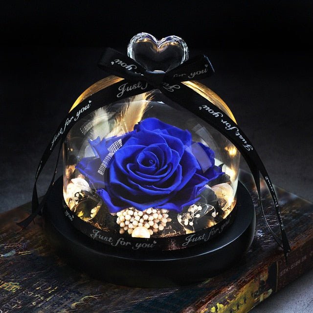 The Beauty and Beast Forever Rose Flower With Night Light in Glass Dome - 16 image