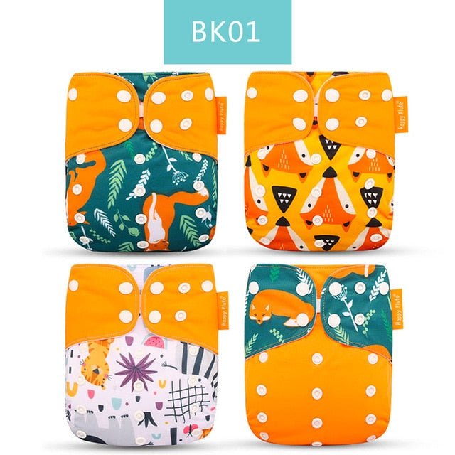 Happyflute Reusable and Washable Eco-Friendly Cloth Nappy Baby Diapers 4pc/set image 13