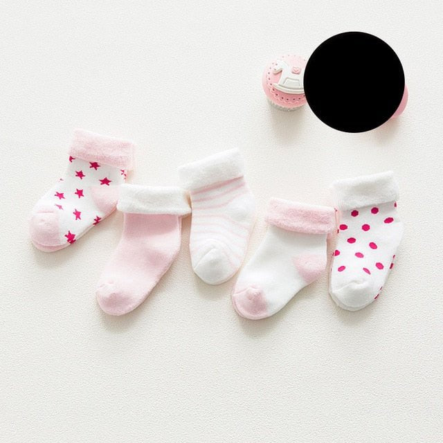 5 pair High Quality Thickened Cartoon Comfort Cotton Newborn Socks image