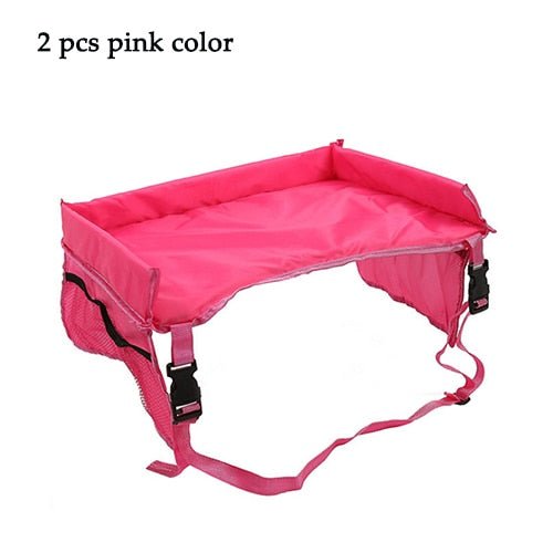 2PCS Waterproof Baby Car Seat Tray Stroller for Kid Toys, Games and Food - 2 pink image