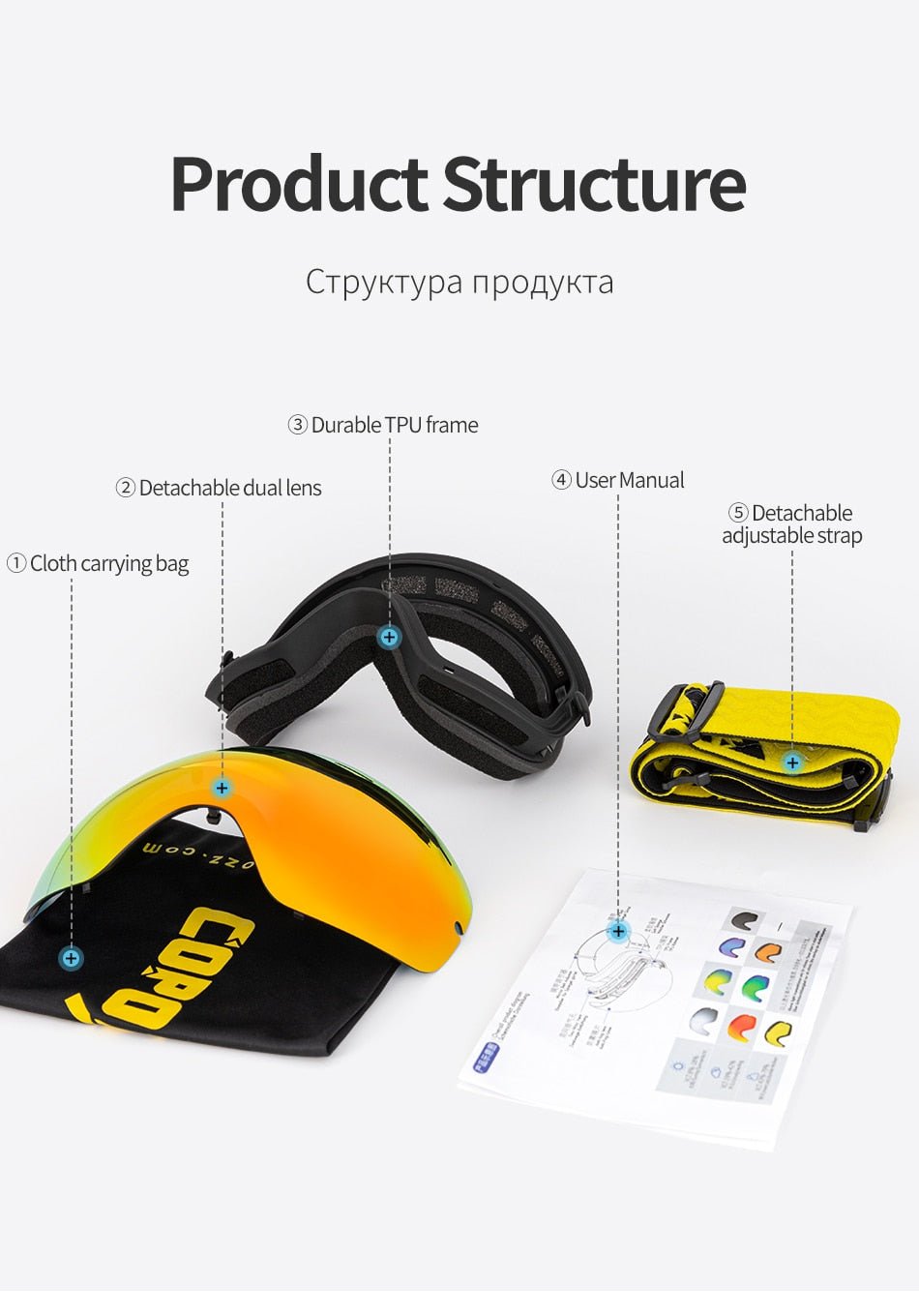 COPOZZ Anti Fog Snowboard Ski Goggles Mask image 12