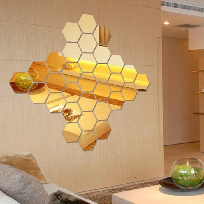 12Pcs DIY 3D Mirror Hexagon Vinyl Removable Wall Sticker Decal Home Decor image 10