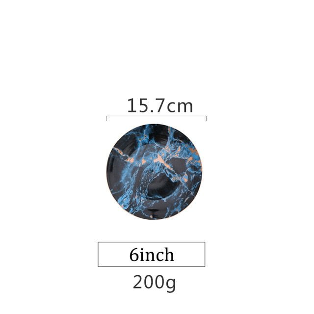 1Pc European Style Marble Gold Inlay Porcelain Plate image 7