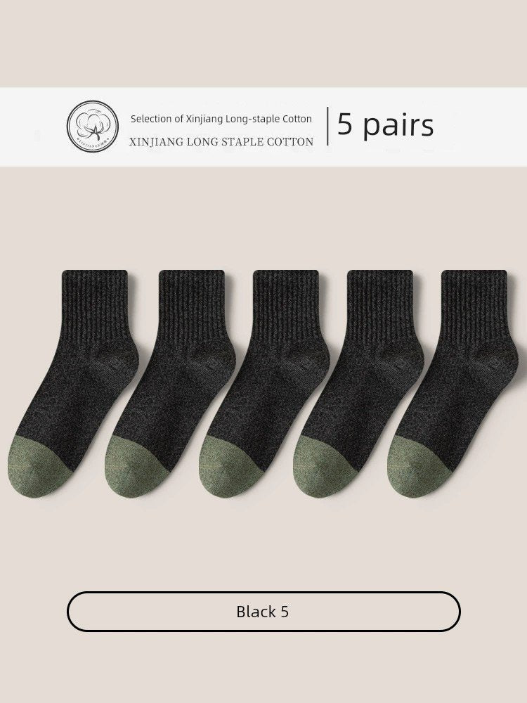 Socks Men's Pure Cotton Sweat Absorbing Breathable Spring, Autumn and Winter Socks image