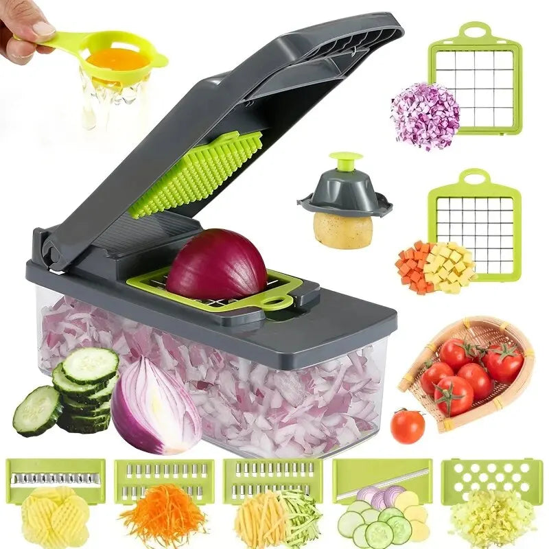 16pcs/Set Vegetable Chopper | Onion Chopper | Food Grate Chopper | Kitchen Vegetable Slicer Dicer Cut | Potato Shredder image 0