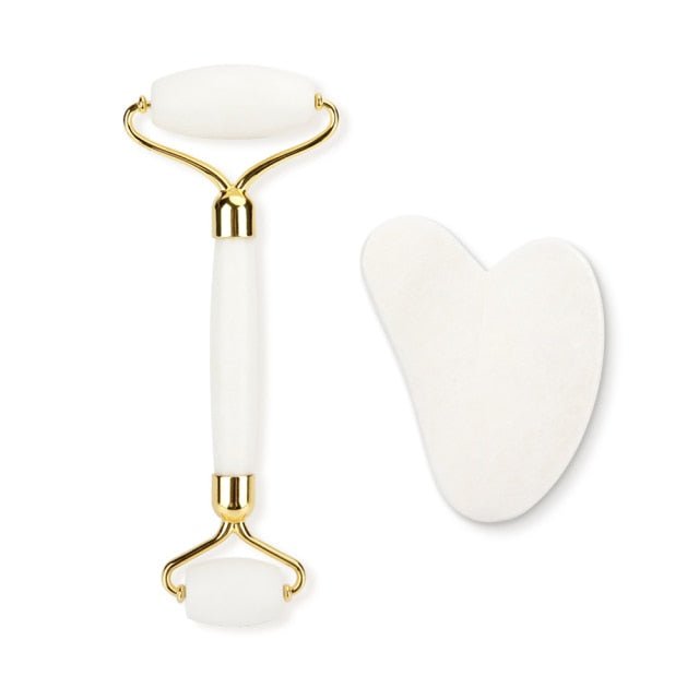 Rose Quartz Roller Slimming Face Massager | Natural Jade Facial Massage Roller Stone image 28