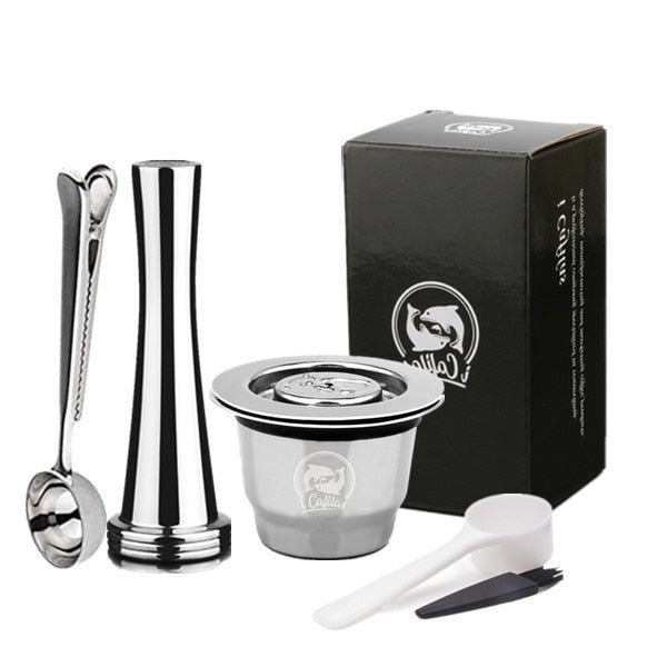 Nespresso Stainless Steel Refillable Coffee Capsule | Coffee Tamper Reusable Coffee Pod - 1capsule 1tamper 1sp image
