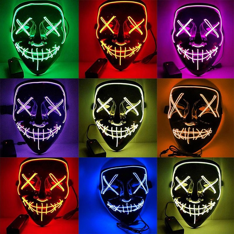Halloween LED Purge Mascara Costume DJ Party Light Up Glow In Dark Masks image 2