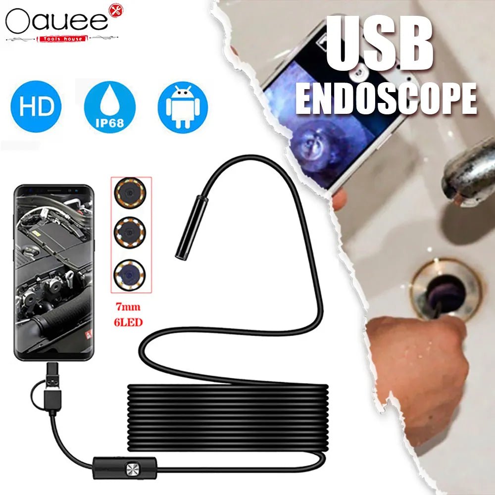 Endoscope USB Android Endoscope Camera Waterproof Inspection Borescope Flexible Camera 5.5mm 7mm for Android PC Notebook 6LED image