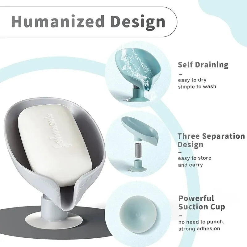 2pcs Leaf Shape Drain Soap Holder | Suction Cup Tray for Shower, Kitchen & Bathroom image 11