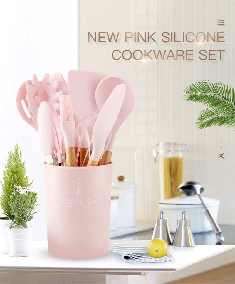 Heat Resistant Non-Stick Silicone Kitchenware Cooking Utensils Set With Storage Box Tools image 47