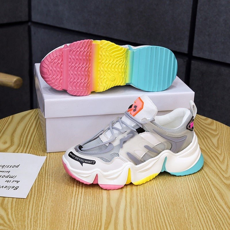 Women Vulcanize Breathable Rainbow Color Fashion Casual Sneakers image 19