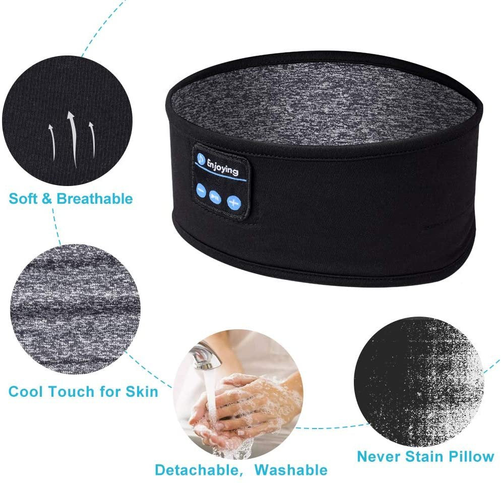 Bluetooth Sleeping Headphones Sports Headband Thin Soft Elastic Comfortable Wireless Music Earphones Eye Mask for Side Sleeper image 4