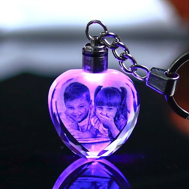 Laser Engraved Crystal Glass Keychain - Heart image