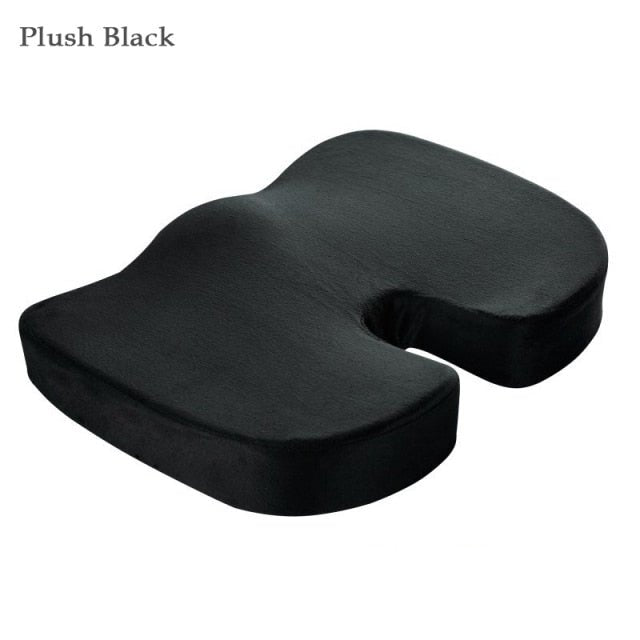 Orthopedic Hemorrhoid Seat Cushion Memory Foam Car Seat Cushion Set Slow Rebound Office Chair Waist Support Coccyx Pain Relief - Plush Black Seat image