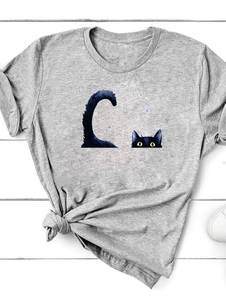 Paw Cat Dog Love Heart Graphic T-Shirt | Women‚Äôs Summer Fashion Short Sleeve Tee image 3