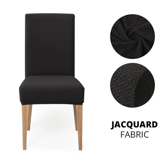 Elegant Jacquard Spandex Dining Chair Cover ‚Äì Stretch Fit for Weddings & Events - Style 2 black, 1 pcs image