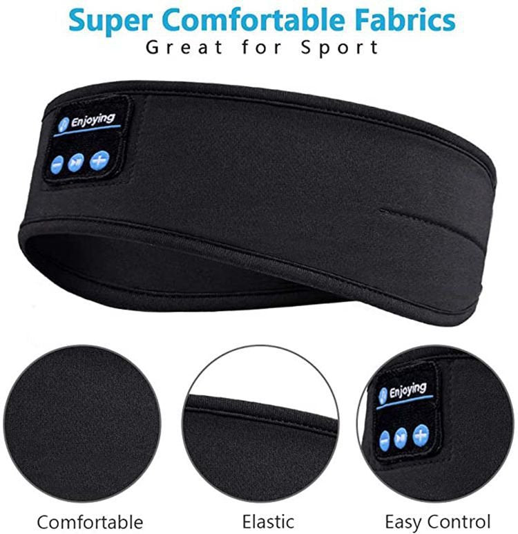 Bluetooth Sleeping Headphones Sports Headband Thin Soft Elastic Comfortable Wireless Music Earphones Eye Mask for Side Sleeper image 9