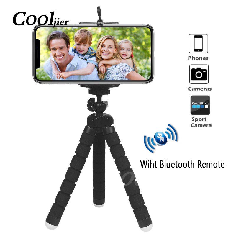 Flexible Sponge Octopus Tripod Phone Holder Camera Stand With Bluetooth Remote Shutter image 1