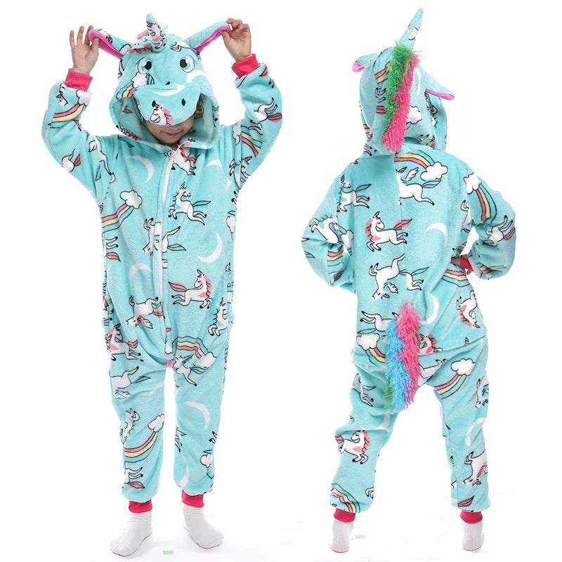 Kigurumi Children‚Äôs Animal Pajamas | Unicorn, Panda, Cat Winter Flannel Pajamas image 34