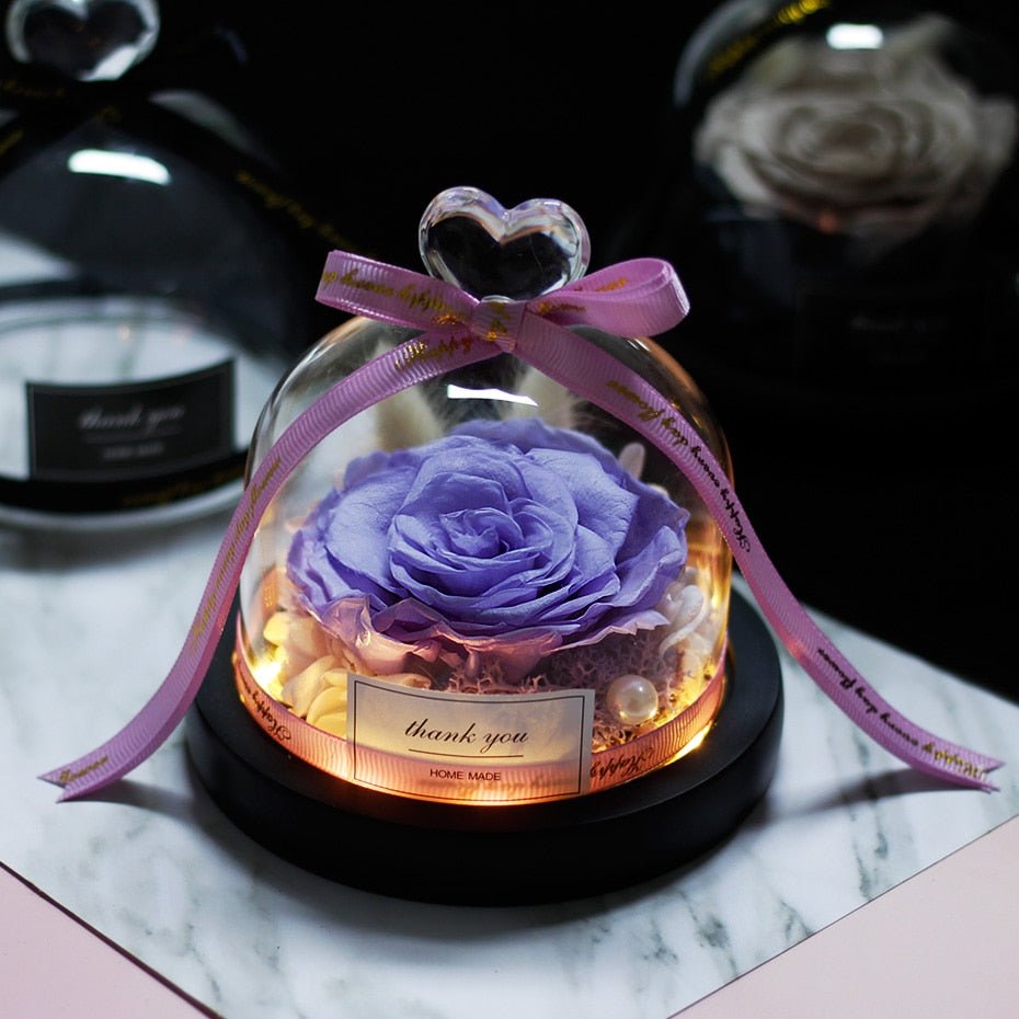 The Beauty and Beast Forever Rose Flower With Night Light in Glass Dome image 35