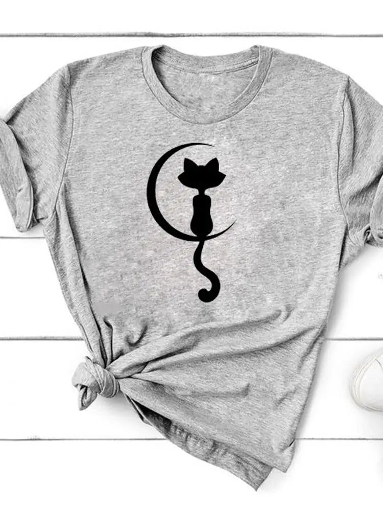 Paw Cat Dog Love Heart Graphic T-Shirt | Women‚Äôs Summer Fashion Short Sleeve Tee - ESL28137, XL image