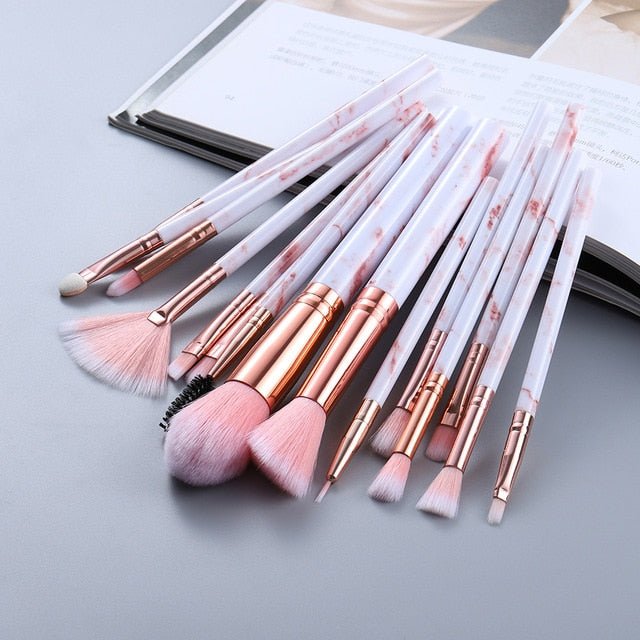 15Pcs Cosmetic Powder Eye Shadow Foundation Makeup Brushes Tool Set - 15pcs pink image